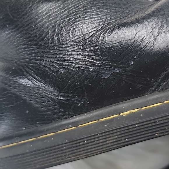 DR. MARTENS Stratford Black Leather Floral Lined Lace Up Fold Over Punk Boots 7 - Picture 14 of 15